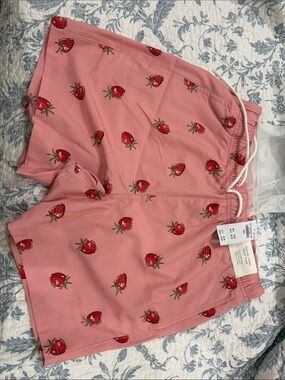 Hollister Pink Strawberry-Print Athletic Shorts